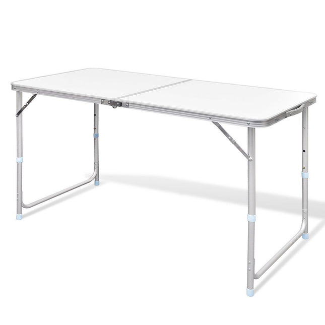 Aluminium Folding Portable Garden Camping Picnic BBQ Table Height Adjustable 120 x 60 cm - white.