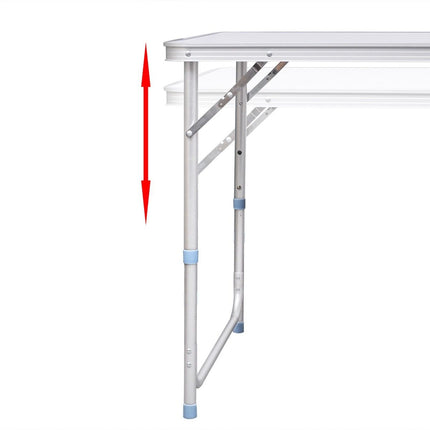 Aluminium Folding Portable Garden Camping Picnic BBQ Table Height Adjustable 120 x 60 cm - white.