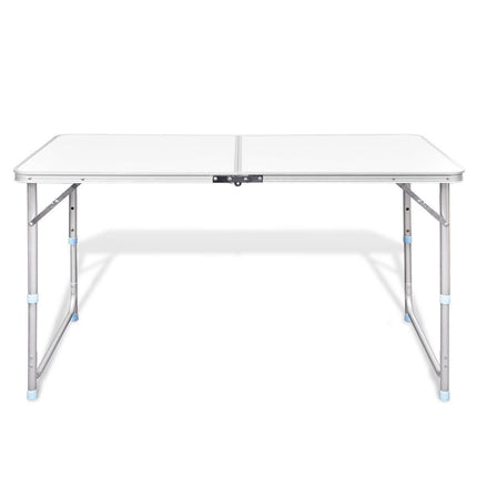 Aluminium Folding Portable Garden Camping Picnic BBQ Table Height Adjustable 120 x 60 cm - white.