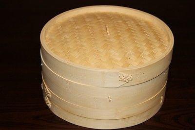 6 Inch Bamboo Steamer Set-2 Steamer Baskets With 1 Lid.
