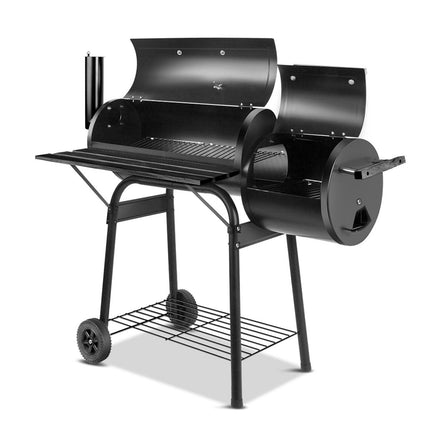 2 in1 BBQ Smoker Charcoal Grill Roaster Portable Offset Outdoor Camping Barbecue.