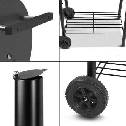 2 in1 BBQ Smoker Charcoal Grill Roaster Portable Offset Outdoor Camping Barbecue.