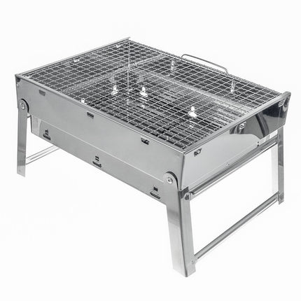 Portable Stainless Steel BBQ Charcoal Wood Outdoor Barbecue Grill Camping Picnic.