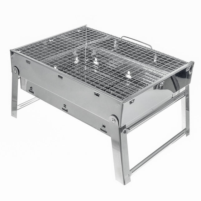 Portable Stainless Steel BBQ Charcoal Wood Outdoor Barbecue Grill Camping Picnic.