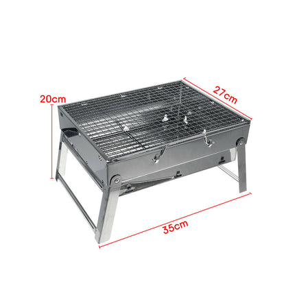 Portable Stainless Steel BBQ Charcoal Wood Outdoor Barbecue Grill Camping Picnic.