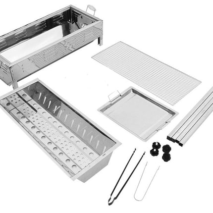 Stainless Steel Portable Outdoor BBQ Barbecue Grill Set Charcoal Kebab Picnic Camping Sets Large.