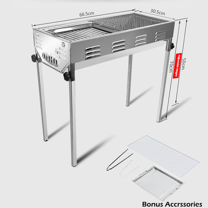 Stainless Steel Portable Outdoor BBQ Barbecue Grill Set Charcoal Kebab Picnic Camping Sets Large.