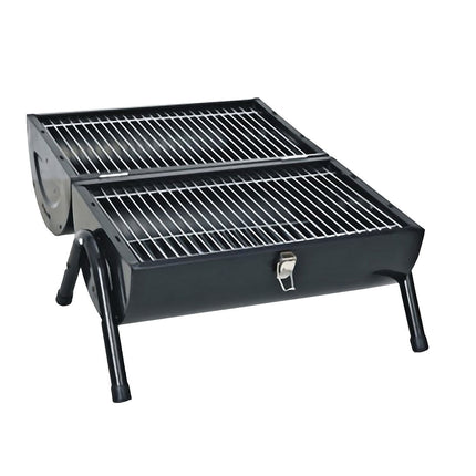 Stainless Steel BBQ Barrel Charcoal Smoker Portable Foldable Barbecue Camping Black.