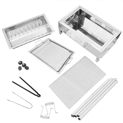 Stainless Steel Portable Outdoor BBQ Barbecue Grill Set Charcoal Kebab Picnic Camping Sets Medium.