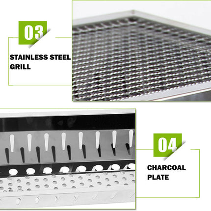 Stainless Steel Portable Outdoor BBQ Barbecue Grill Set Charcoal Kebab Picnic Camping Sets Medium.