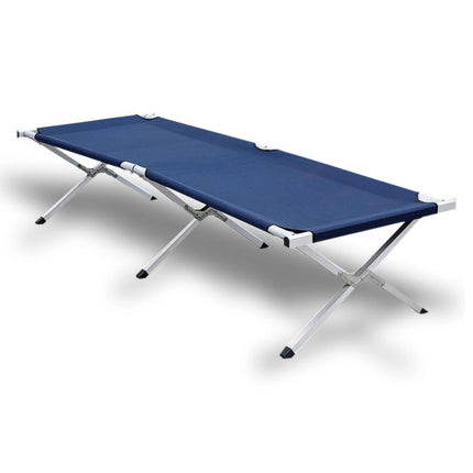 Camping Bed Folding Stretcher Light Weight w/ Carry Bag Camp Portable - navy.
