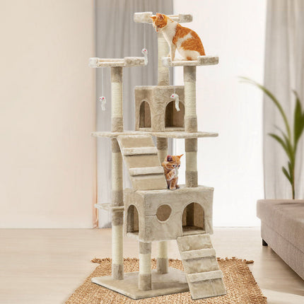 170cm Cat Tree Scratching Post Scratcher Pole Gym Toy House Furniture Multilevel - beige.