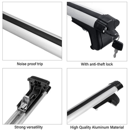 125CM Universal Adjustable Aluminum Alloy Car Roof Rack Cross Bars Carrier Lock.