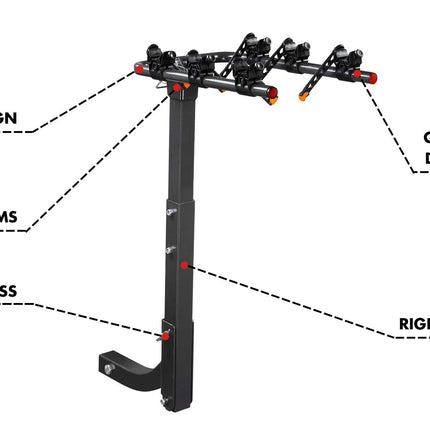 3 Bike Rack Bicycle Car Rear Carrier 2" Steel Foldable Steel Hitch Mount Towbar.