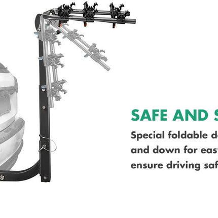 3 Bike Rack Bicycle Car Rear Carrier 2" Steel Foldable Steel Hitch Mount Towbar.