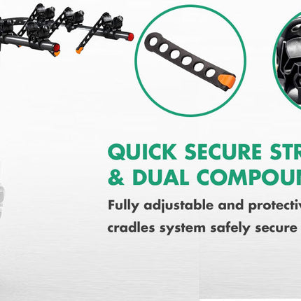 3 Bike Rack Bicycle Car Rear Carrier 2" Steel Foldable Steel Hitch Mount Towbar.