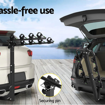 3 Bike Rack Bicycle Car Rear Carrier 2" Steel Foldable Steel Hitch Mount Towbar.