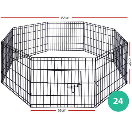 24" 8 Panel Pet Dog Playpen Puppy Exercise Cage Enclosure Fence Play Pen.