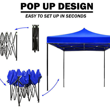 3x3m Pop Up Gazebo Outdoor Tent Folding Marquee Party Camping Market Canopy - blue.