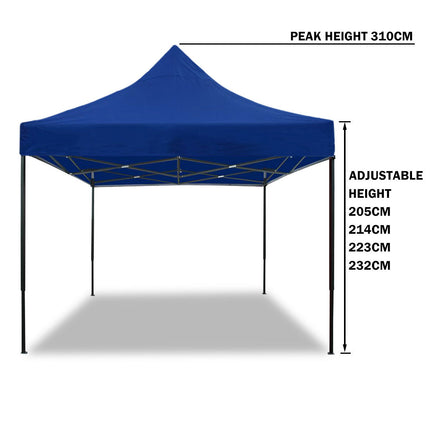 3x3m Pop Up Gazebo Outdoor Tent Folding Marquee Party Camping Market Canopy - blue.