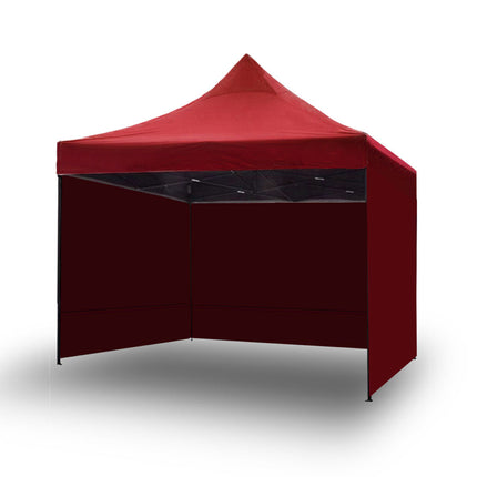 3x3m Pop Up Gazebo Outdoor Tent Folding Marquee Party Camping Market Canopy w/ Side Wall - red.