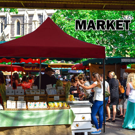3x3m Pop Up Gazebo Outdoor Tent Folding Marquee Party Camping Market Canopy w/ Side Wall - red.