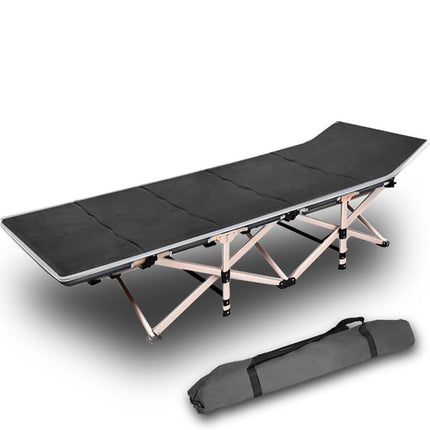 Camping Portable Stretcher Single Foldable Folding Bed Mattress Recliner Mat - grey.