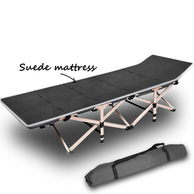 Camping Portable Stretcher Single Foldable Folding Bed Mattress Recliner Mat - grey.