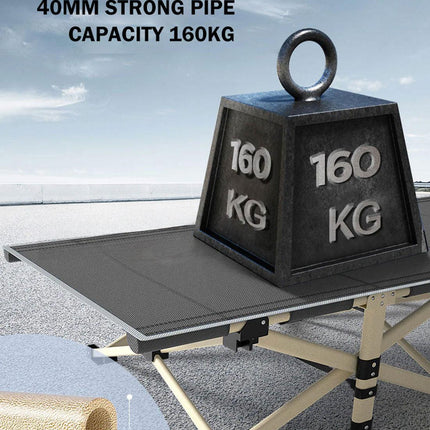 Camping Portable Stretcher Single Foldable Folding Bed Mattress Recliner Mat - grey.