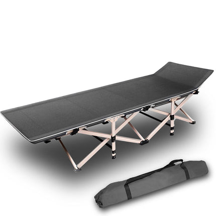 Camping Portable Stretcher Single Foldable Folding Bed Recliner Mat - grey.