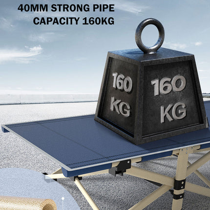 Camping Portable Stretcher Single Foldable Folding Bed Recliner Mat - navy.