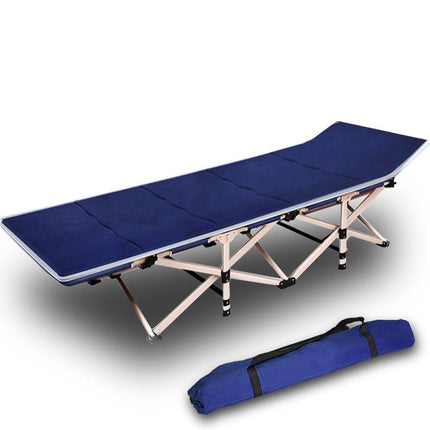 Camping Portable Stretcher Single Foldable Folding Bed Mattress Recliner Mat - navy.