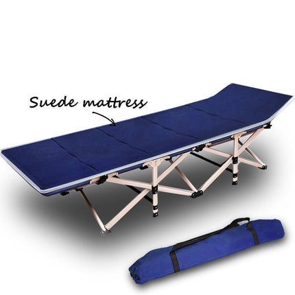 Camping Portable Stretcher Single Foldable Folding Bed Mattress Recliner Mat - navy.