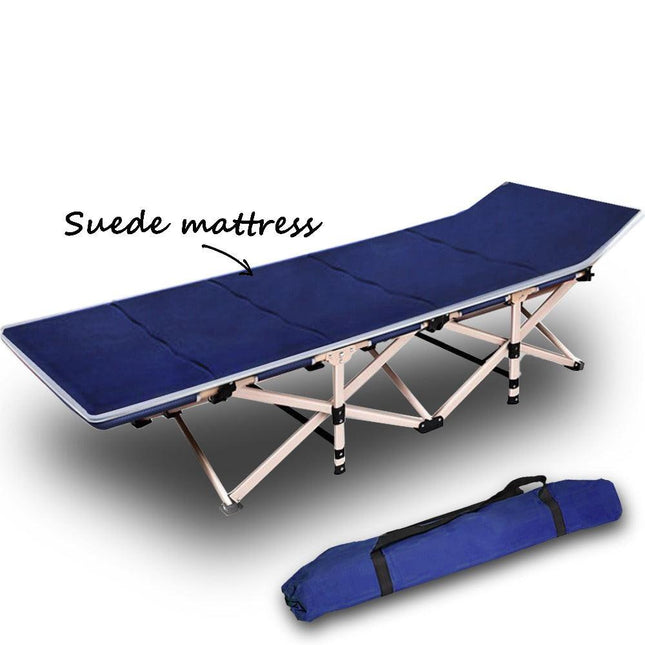 Camping Portable Stretcher Single Foldable Folding Bed Mattress Recliner Mat - navy.