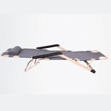 Reclining Sun Beach Deck Lounge Chair Outdoor Folding Camping Fishing Arm Rest - grey.