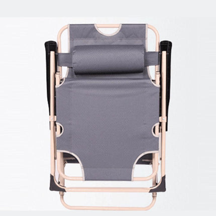 Reclining Sun Beach Deck Lounge Chair Outdoor Folding Camping Fishing Arm Rest - grey.