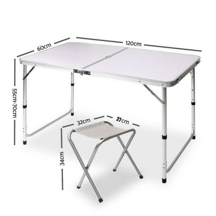 Portable Folding Picnic Camping Set BBQ Party Aluminium Table 4 Foldable Chairs.
