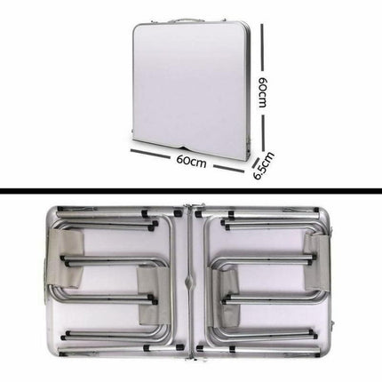 Portable Folding Picnic Camping Set BBQ Party Aluminium Table 4 Foldable Chairs.