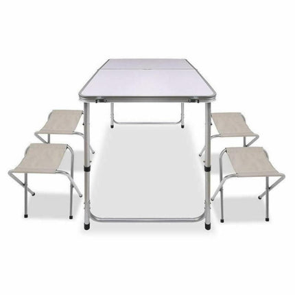 Portable Folding Picnic Camping Set BBQ Party Aluminium Table 4 Foldable Chairs.
