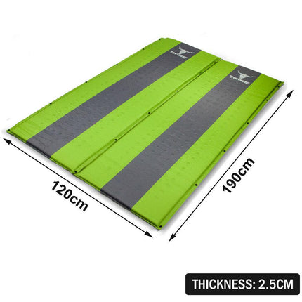 Double Self Inflating Mattress Sleeping Mat Air Bed Camping Camp Hiking Joinable - green.