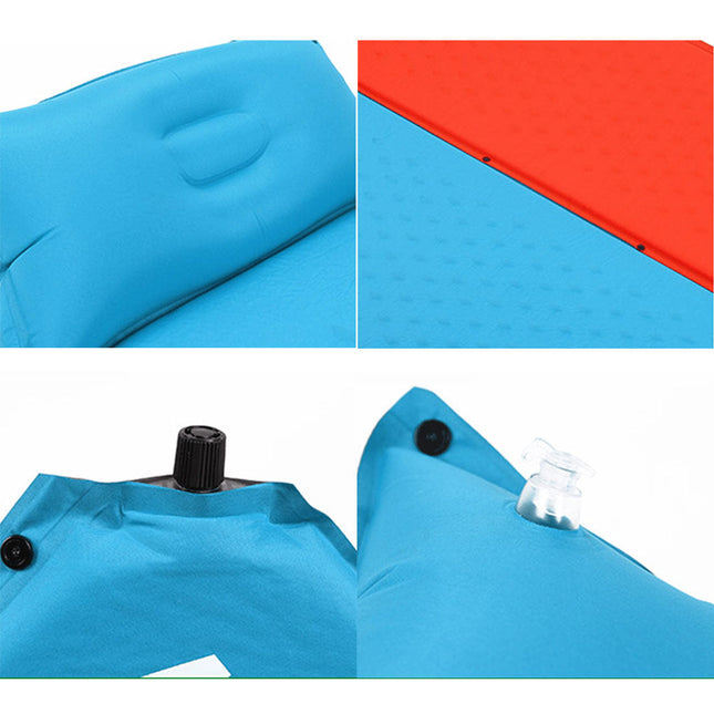 Air Bed Self Inflating Mattress Sleeping Mat Camp Camping Hiking Joinable - blue.