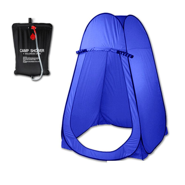 Pop Up  Portable Privacy Shower room Tent &20L Outdoor Camping Water Bag Camp Set - blue.