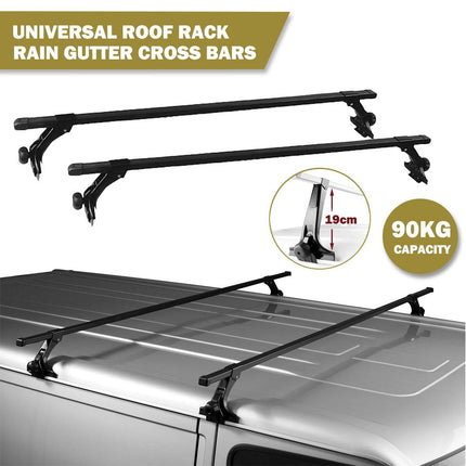 120cm Universal Rain Gutter Car Roof Rack Cross Bars Black Adjustable Brackets Medium.