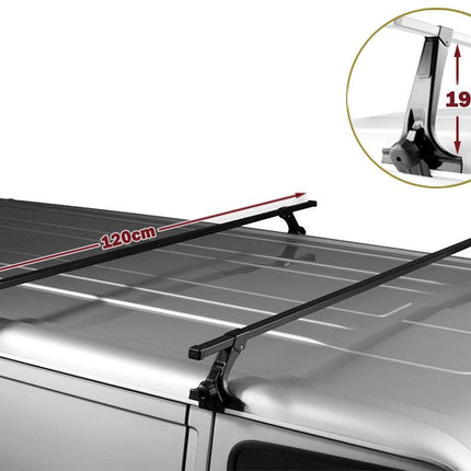 120cm Universal Rain Gutter Car Roof Rack Cross Bars Black Adjustable Brackets Medium.
