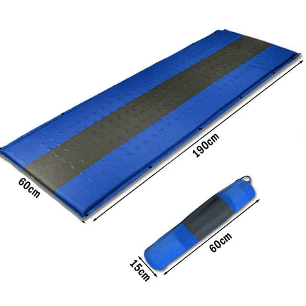 Self Inflating Mattress Sleeping Pad Mat Air Bed Camping Camp Hiking Joinable - blue.