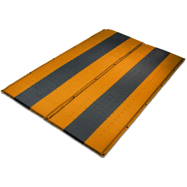 Double Self Inflating Mattress Sleeping Mat Air Bed Camping Hiking Joinable - orange.
