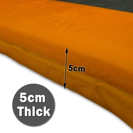 Double Self Inflating Mattress Sleeping Mat Air Bed Camping Hiking Joinable - orange.