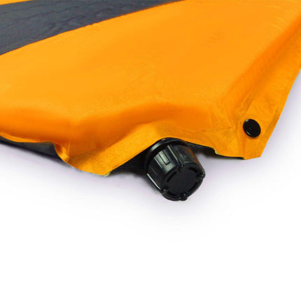 Double Self Inflating Mattress Sleeping Mat Air Bed Camping Hiking Joinable - orange.