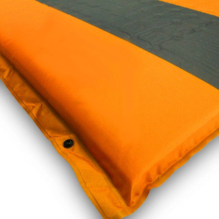 Double Self Inflating Mattress Sleeping Mat Air Bed Camping Hiking Joinable - orange.
