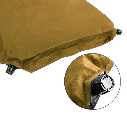 Double Self Inflating Mattress Sleeping Sedue Mat Air Bed Camping Camp Hiking Joinable - beige.